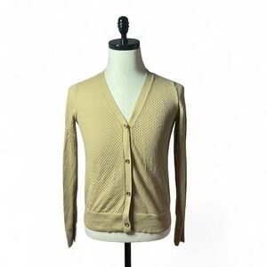 Michael Kors Cardigan Sweater Womens‎ XS Knit Button Up Beige Casual